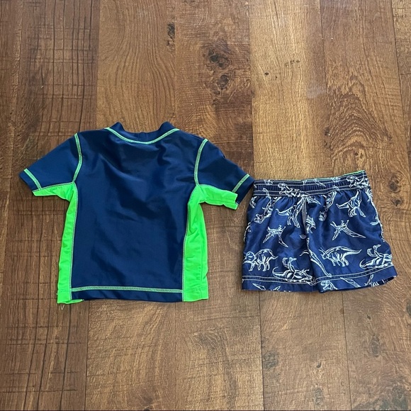 Baby toddler boy dinosaur 2 piece swim Sz 12 months rash guard trunks - Picture 8 of 9
